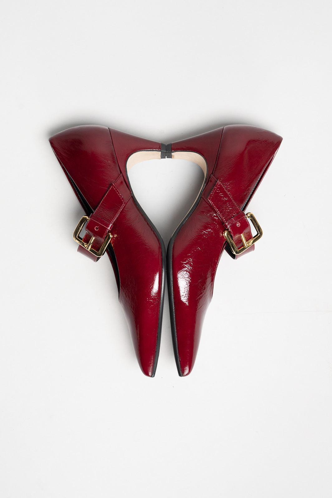 Buckle Pump Chiffon | Cherry Crinkled Patent Nappa