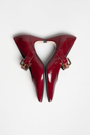 Buckle Pump Chiffon | Cherry Crinkled Patent Nappa