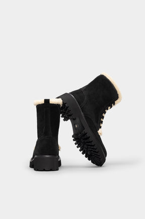 Warm Lined Boot Pepe | Off-Black Suede