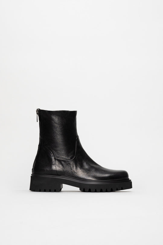 Zip Boot Dallas | Deep Black Calf Leather