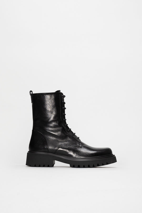Lace-Up Boot Dallas | Rustic Black Calf Leather
