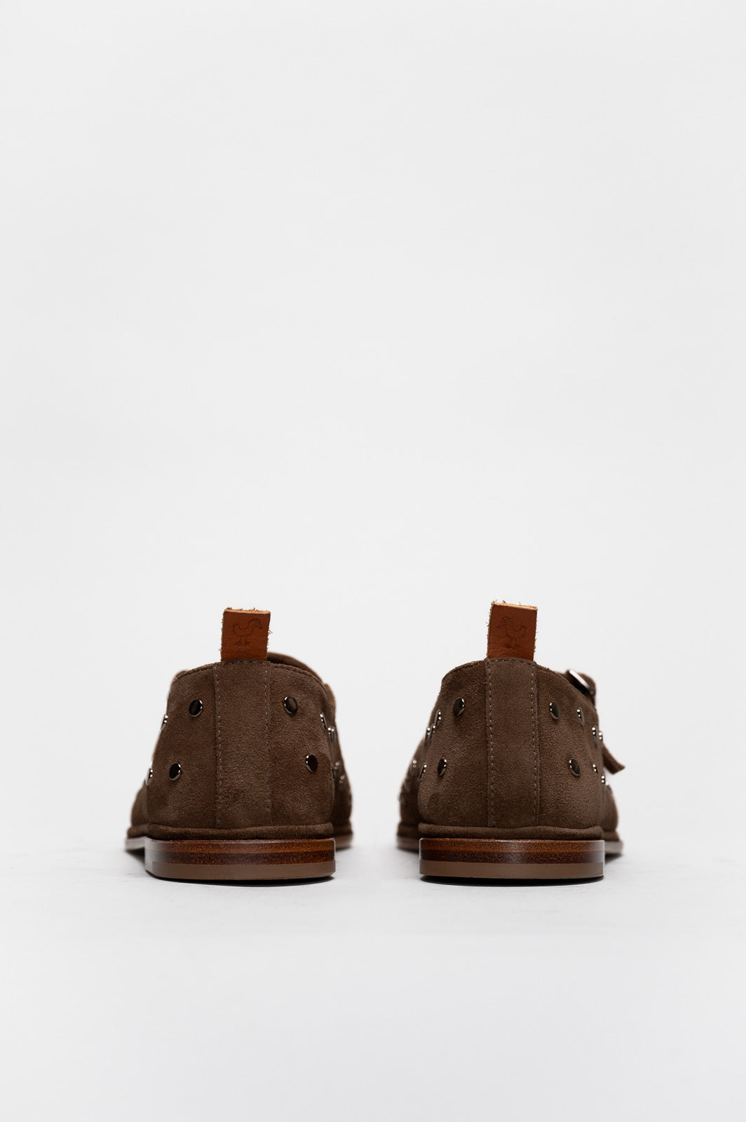 Mary Jane Flat Penelope Studs | Brown Brushed Suede