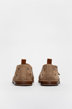 Mary Jane Flat Penelope Studs | Sand Beige Brushed Suede