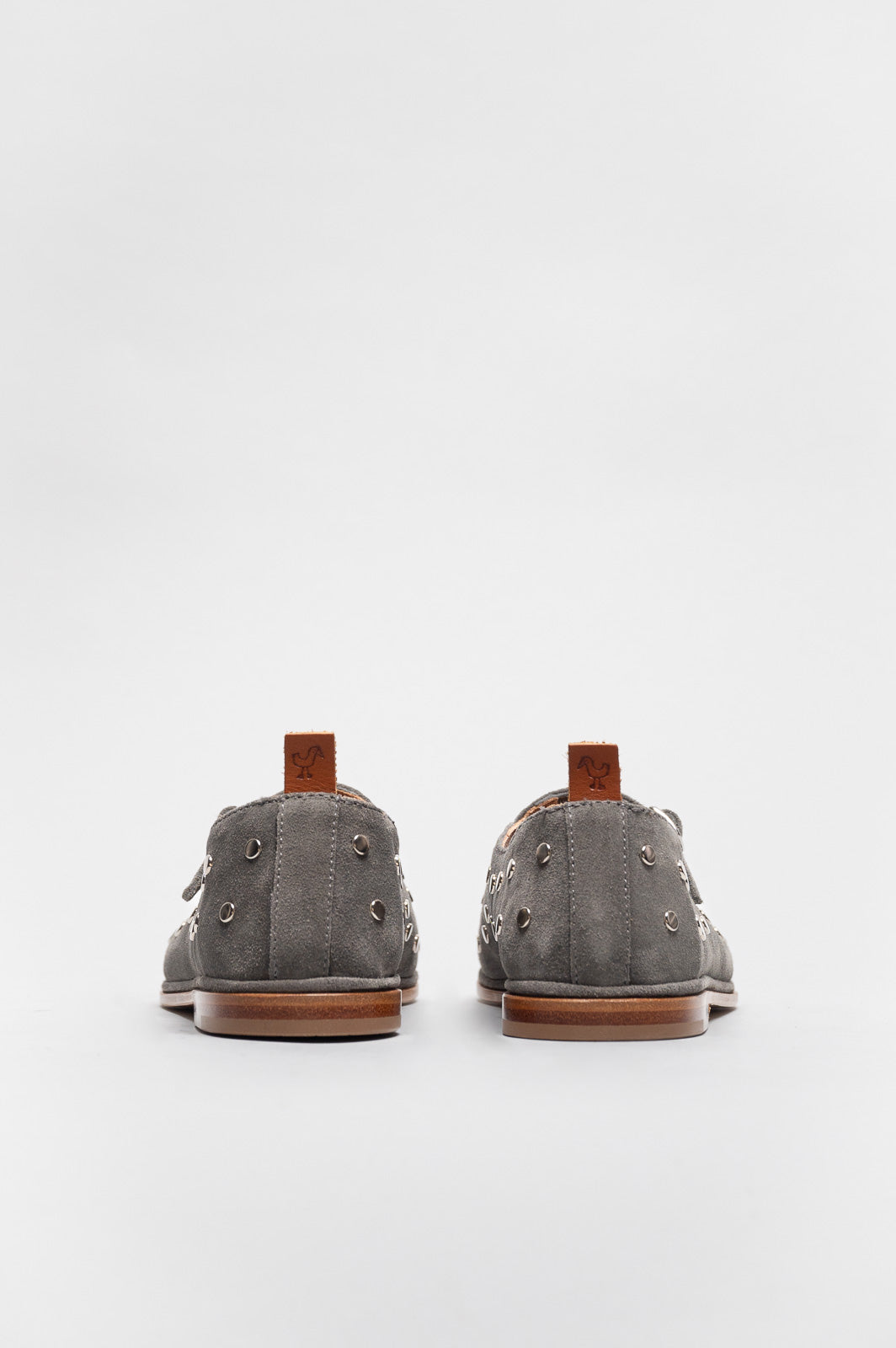 Mary Jane Flat Penelope Studs | Ash Grey Brushed Suede