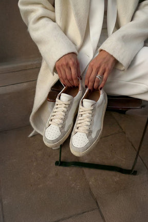 Signature Sneaker | Vintage White Calf Leather & Suede