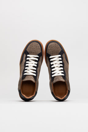 Men's Low-Top Sneaker | Taupe-Black Vintage Suede