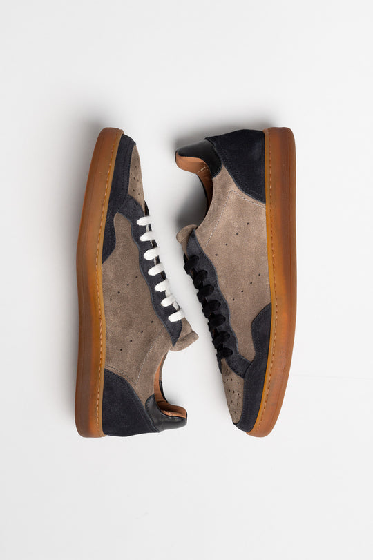 Men's Low-Top Sneaker | Taupe-Black Vintage Suede
