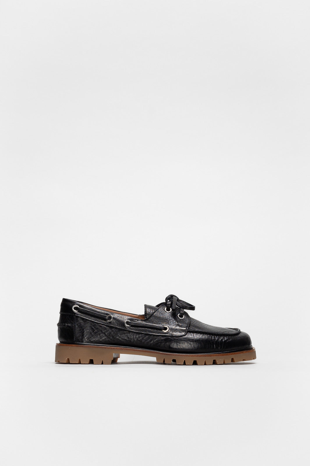 Boat Shoe Mary G | Midnight Black Full-Grain Leather