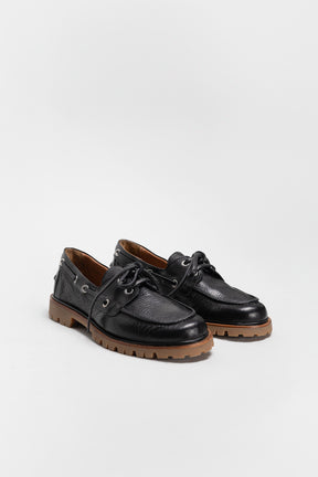 Boat Shoe Mary G | Midnight Black Full-Grain Leather