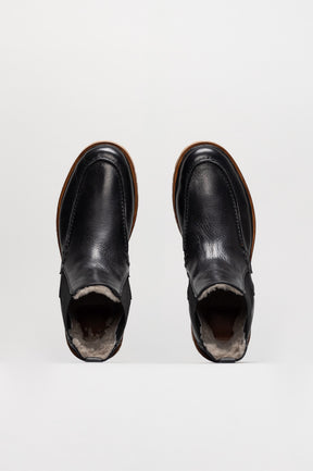 Shearling Boot Otterproof | Rustic Black Calf Leather