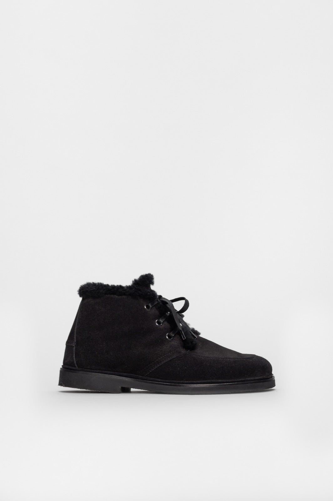 Shearling Boot Fox | Black Calf Suede