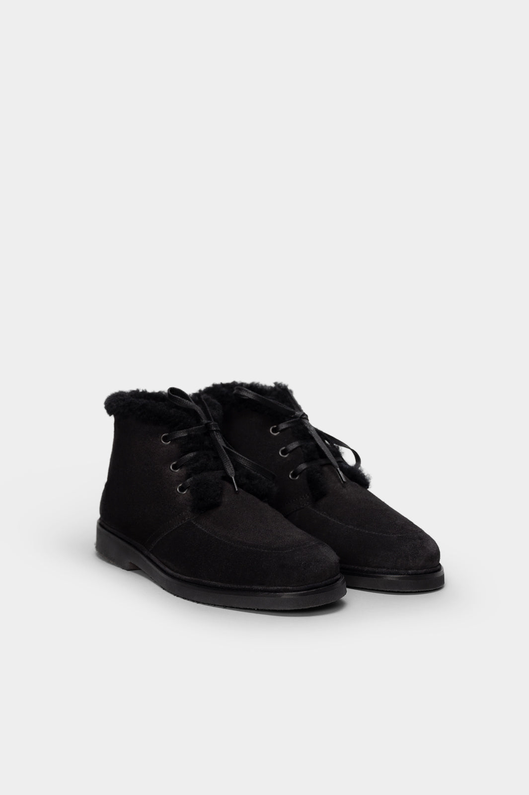 Shearling Boot Fox | Black Calf Suede