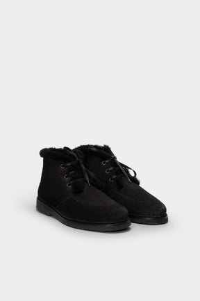Shearling Boot Fox | Black Calf Suede