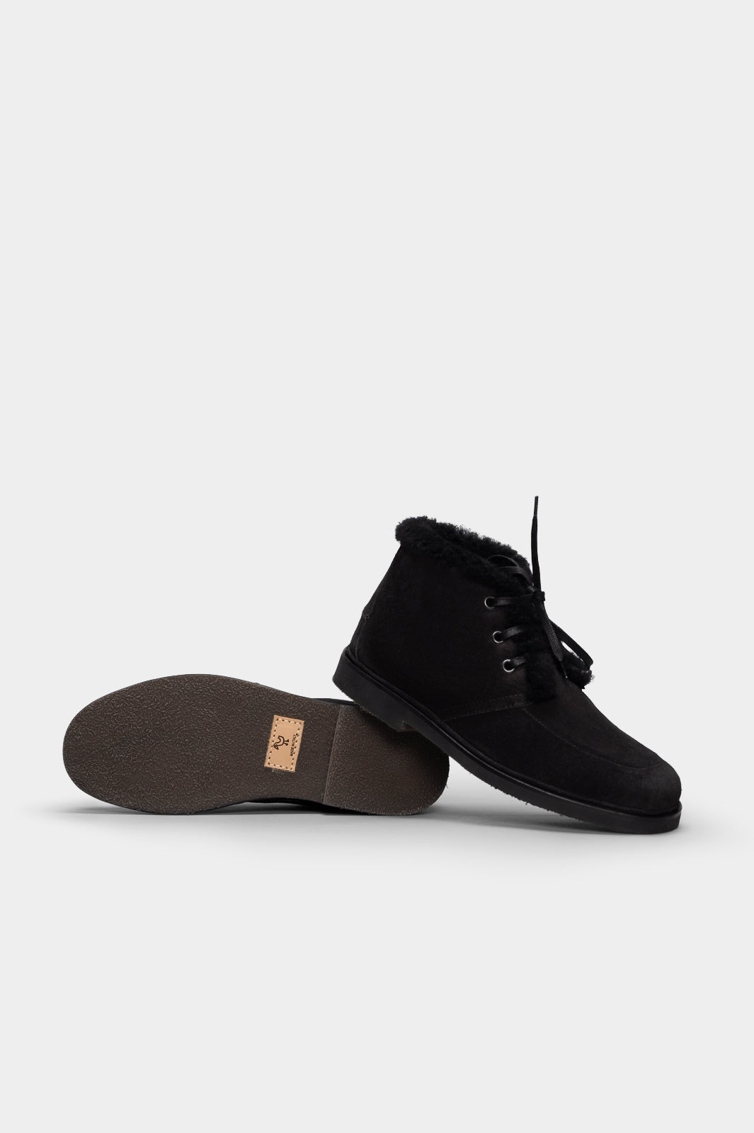 Shearling Boot Fox | Black Calf Suede