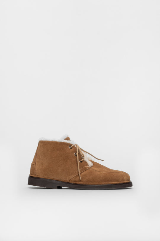 Shearling Boot Fox  | Cognac Calf Suede