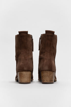 Mid-Heel Ankle Boot Eva | Walnut Brown Brushed Suede