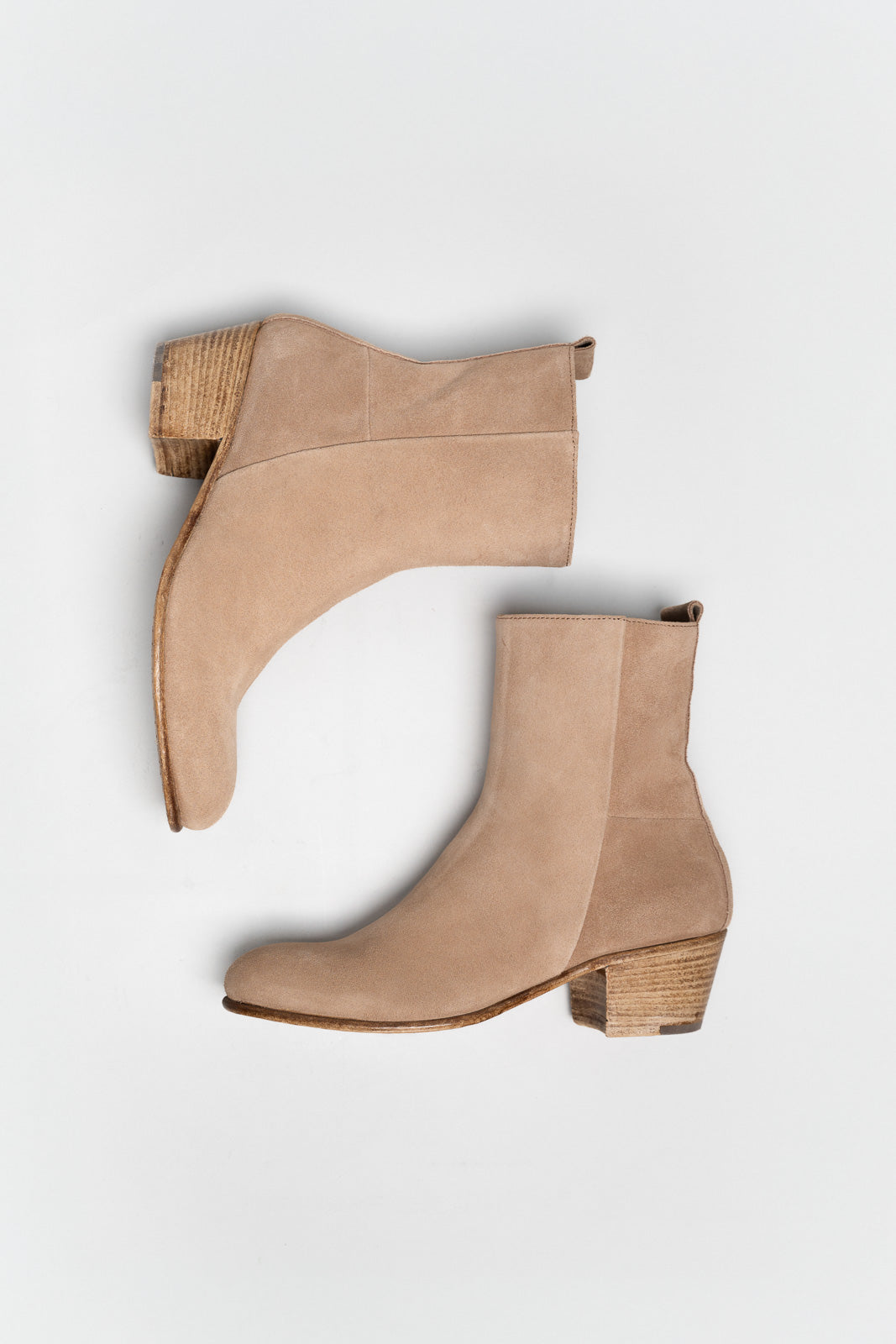 Mid-Heel Ankle Boot Eva | Driftwood Beige Brushed Suede