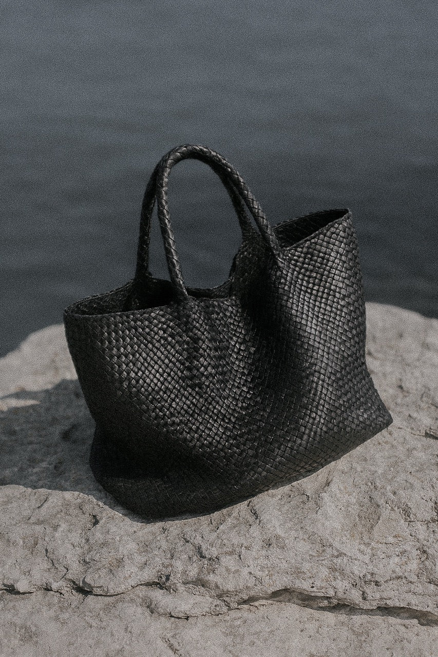 Tote Bag Class | Black Woven Calf Leather
