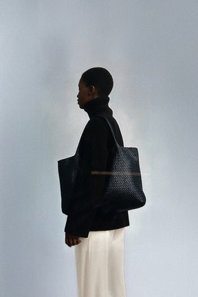 Tote Bag Class | Black Woven Calf Leather