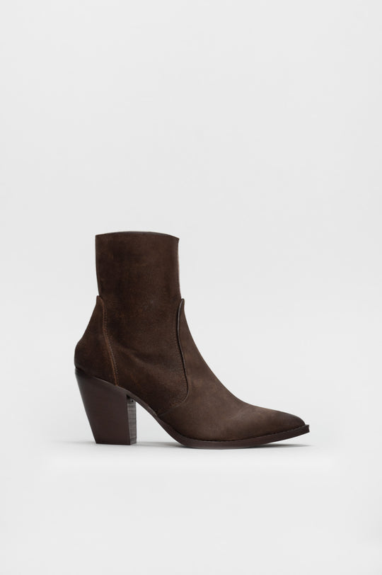 Cuban Ankle Boot Row | Mud Brown Suede