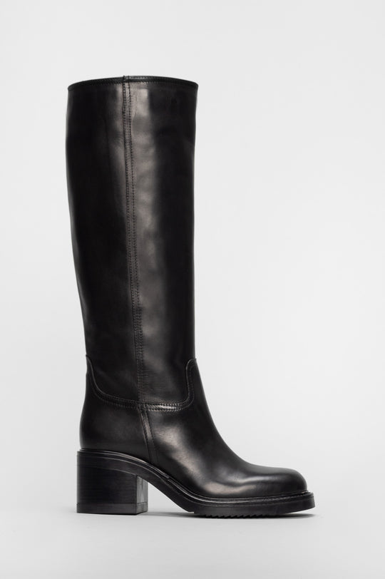Pull-On High Boot Sorine | Black Calf Leather