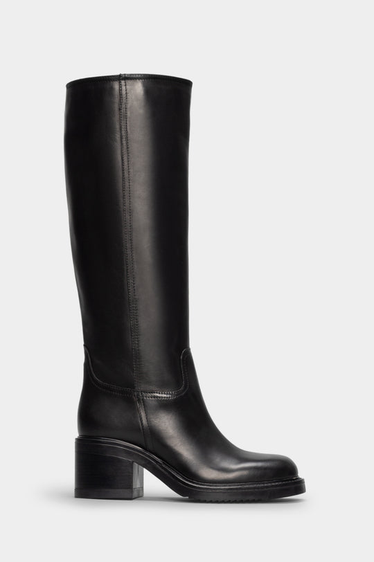 Pull-On High Boot Sorine | Black Calf Leather