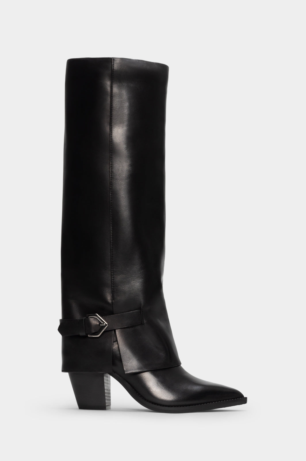 Fold-Over High Boot Inca | Black Calf Leather