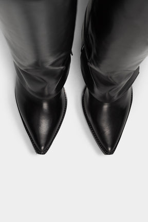 Fold-Over High Boot Inca | Black Calf Leather