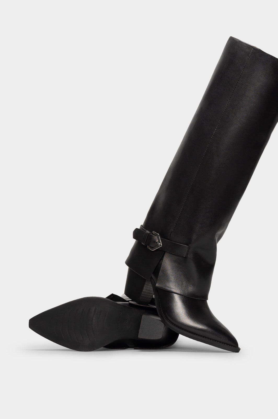 Fold-Over High Boot Inca | Black Calf Leather