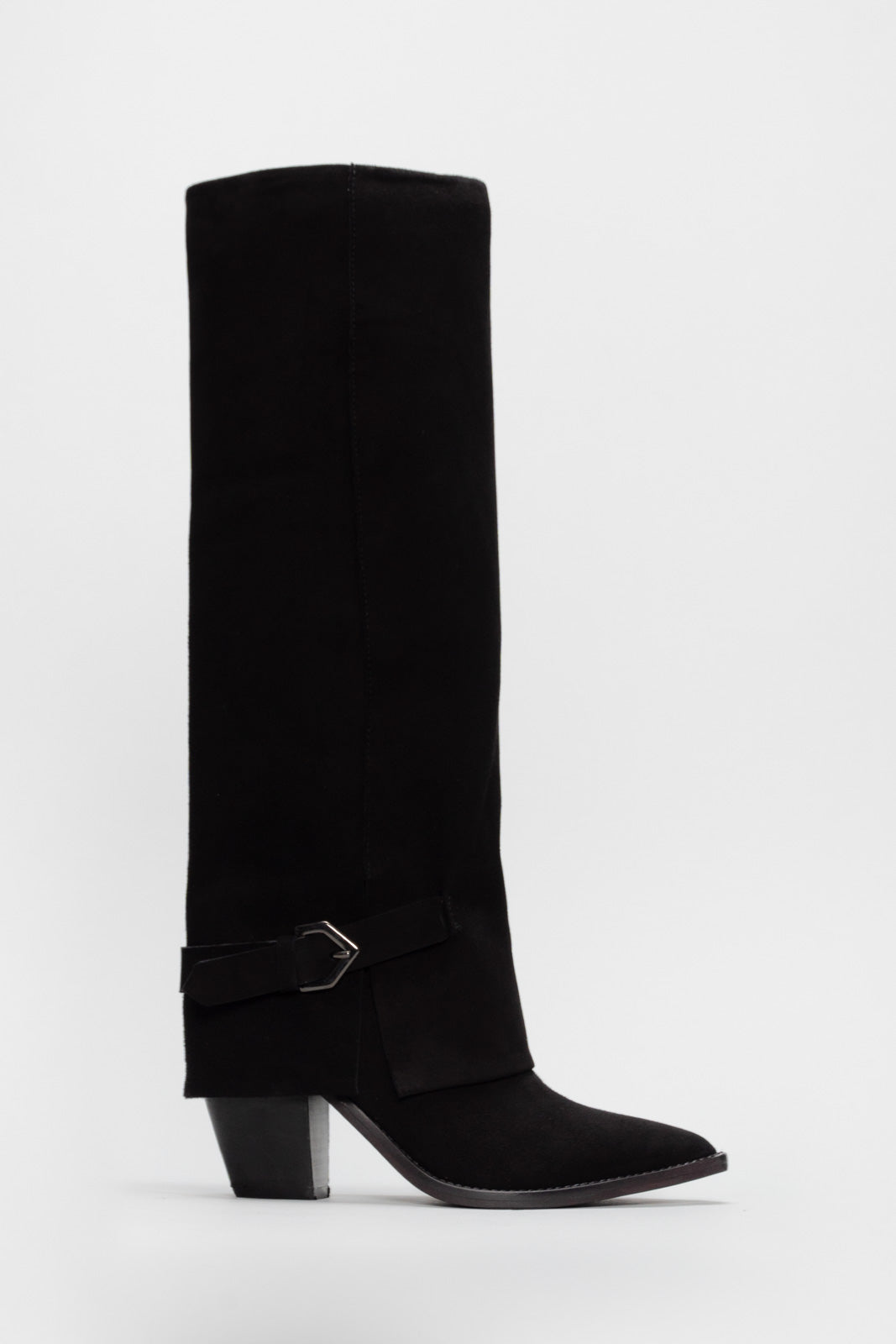 Fold-Over High Boot Inca | Black Calf Suede