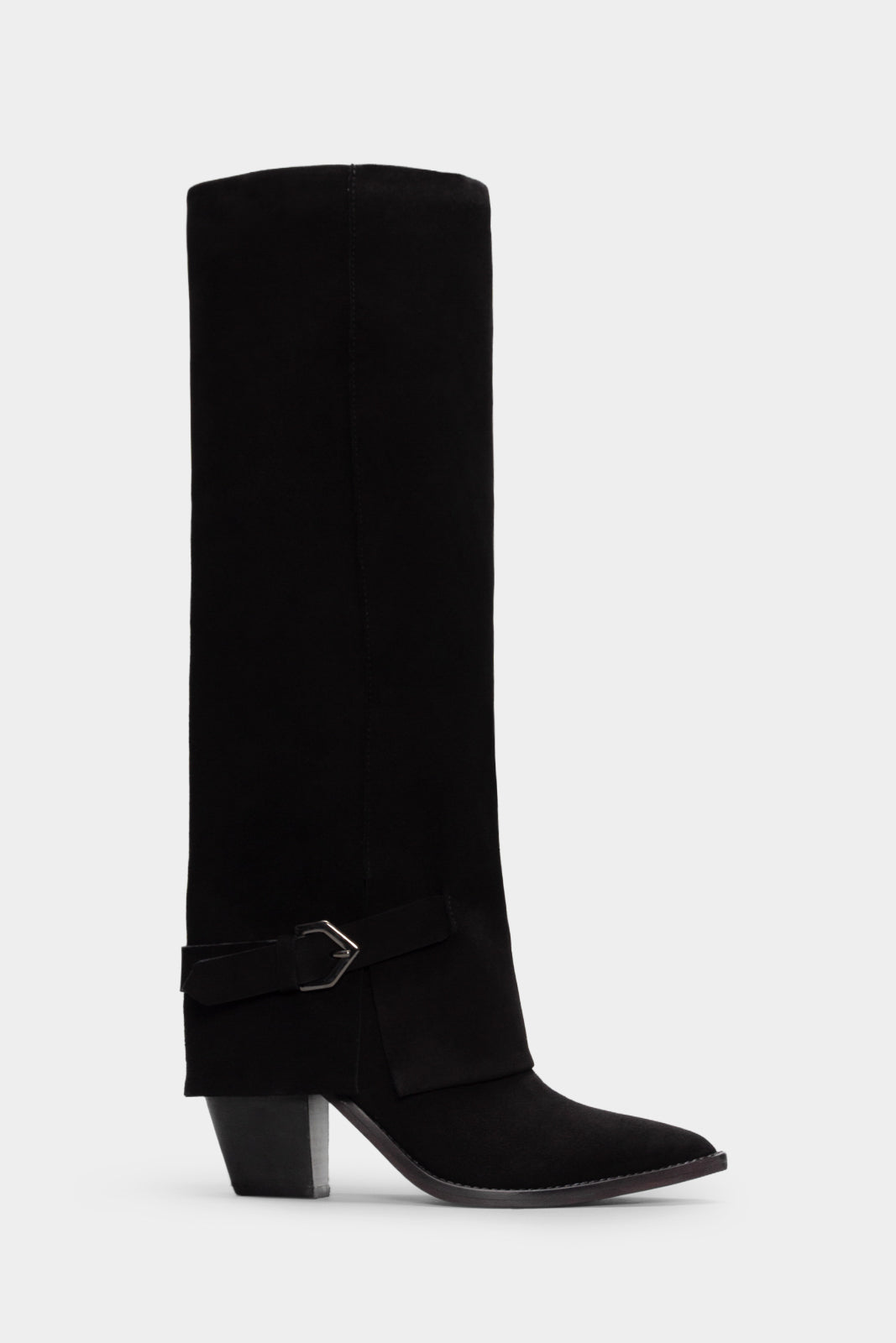Fold-Over High Boot Inca | Black Calf Suede