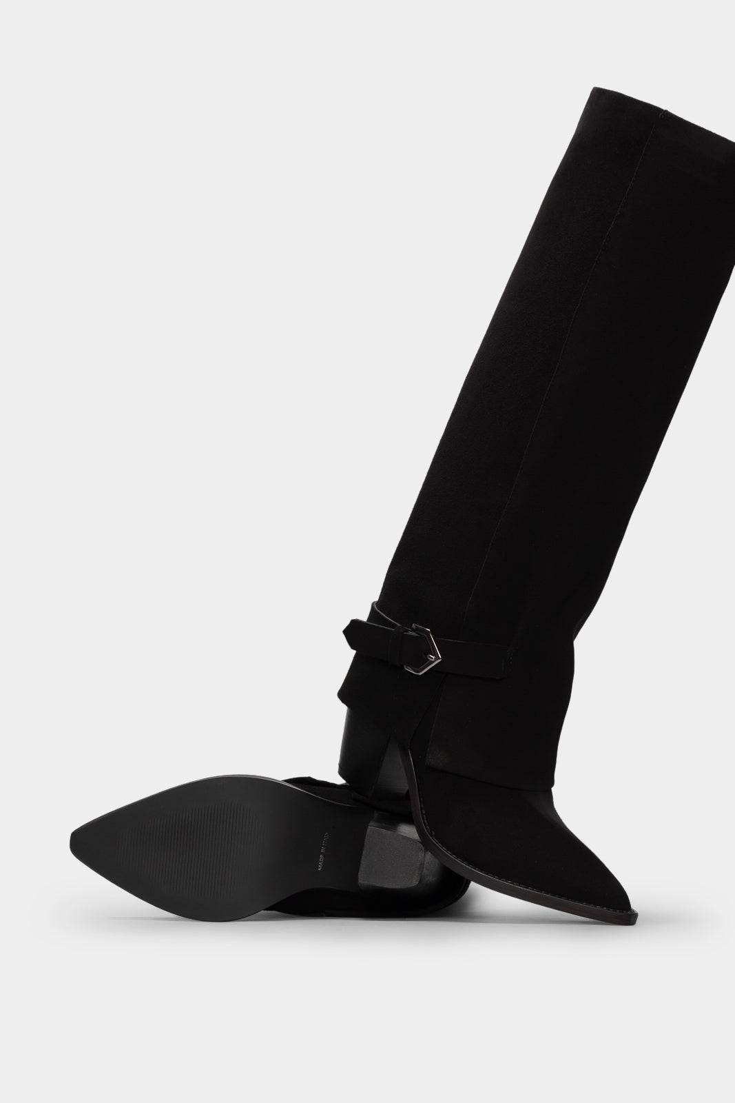 Fold-Over High Boot Inca | Black Calf Suede