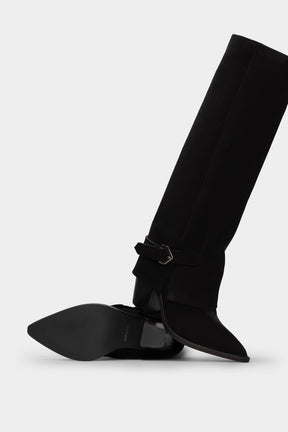 Fold-Over High Boot Inca | Black Calf Suede