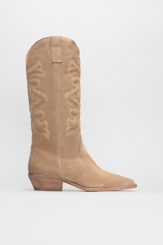 Western High Boot Rosalba | Sand Beige Brushed Suede
