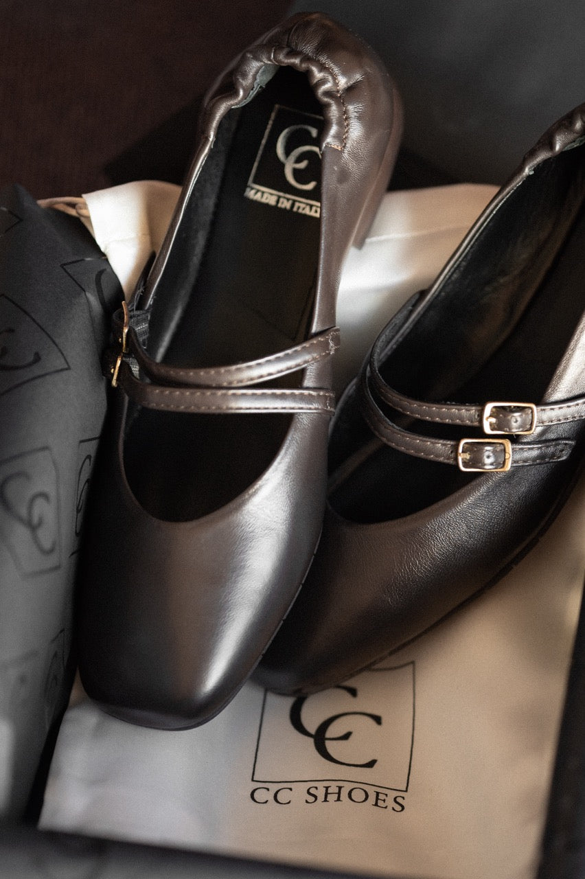 Mary Jane Flat Giana | Chocolate Brown Nappa Leather