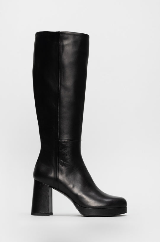 Platform High Boot Sanel | Black Nappa Leather