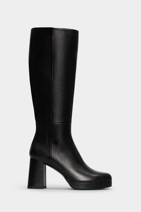 Platform High Boot Sanel | Black Nappa Leather