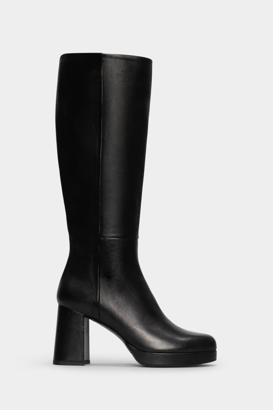 Platform High Boot Sanel | Black Nappa Leather