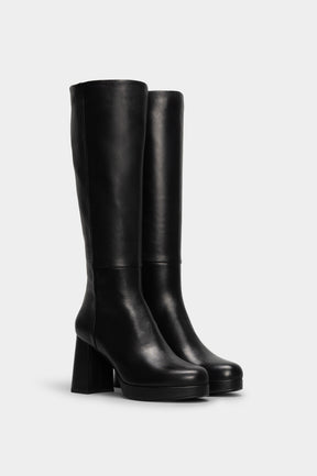 Platform High Boot Sanel | Black Nappa Leather