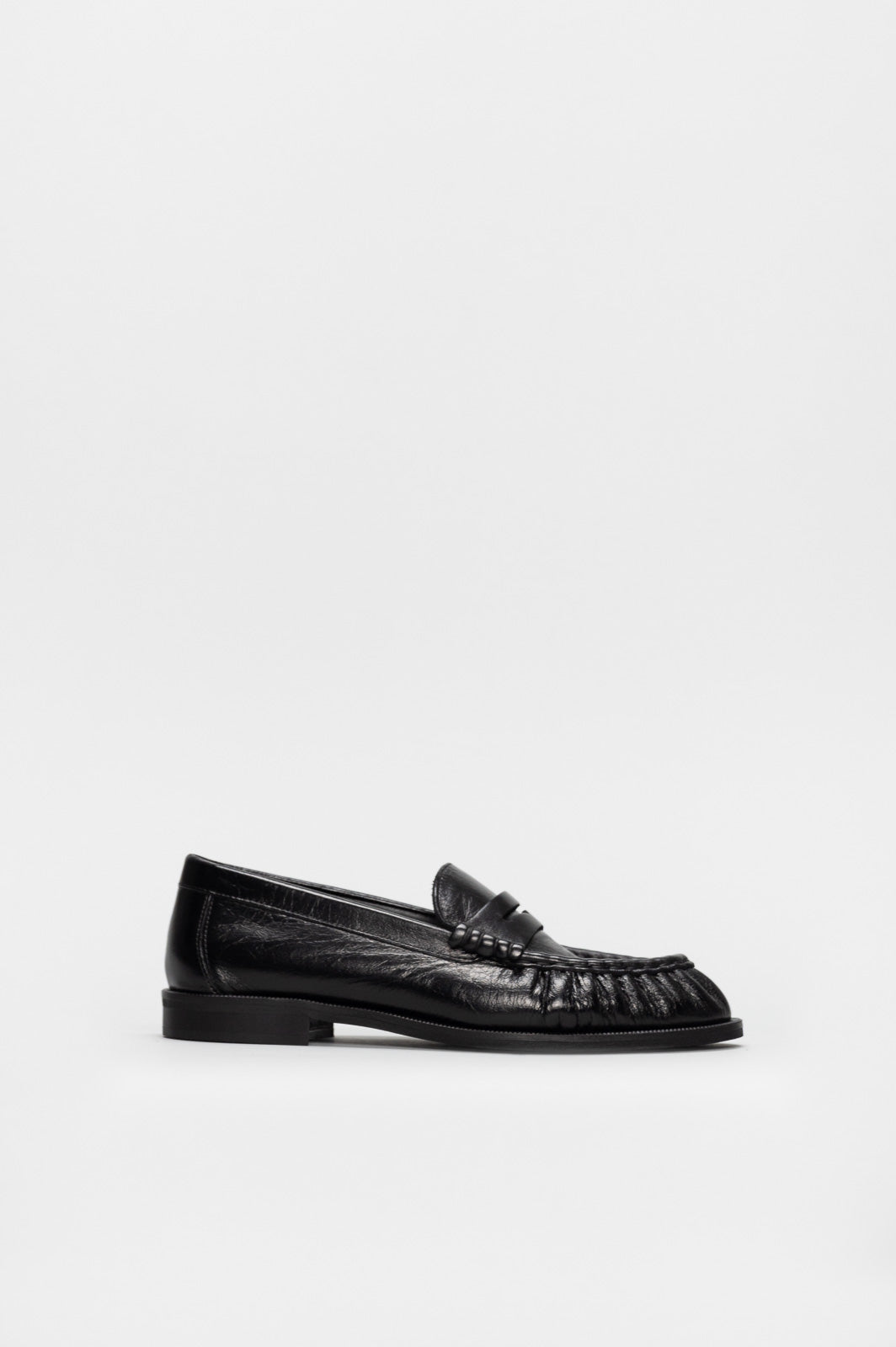 Ruched Loafer Gigi | Black Nappa Leather