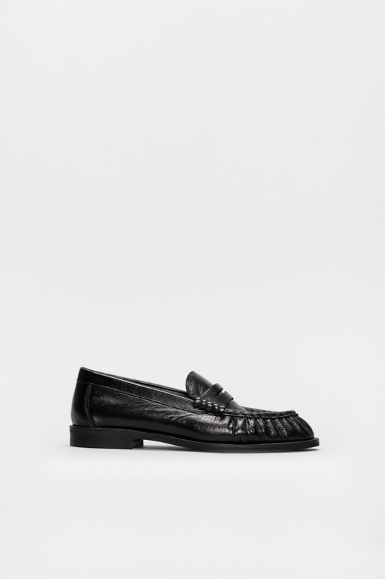 Ruched Loafer Gigi | Black Nappa Leather