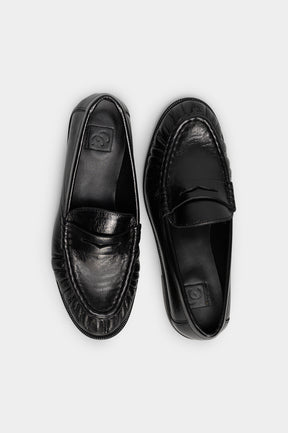 Ruched Loafer Gigi | Black Nappa Leather