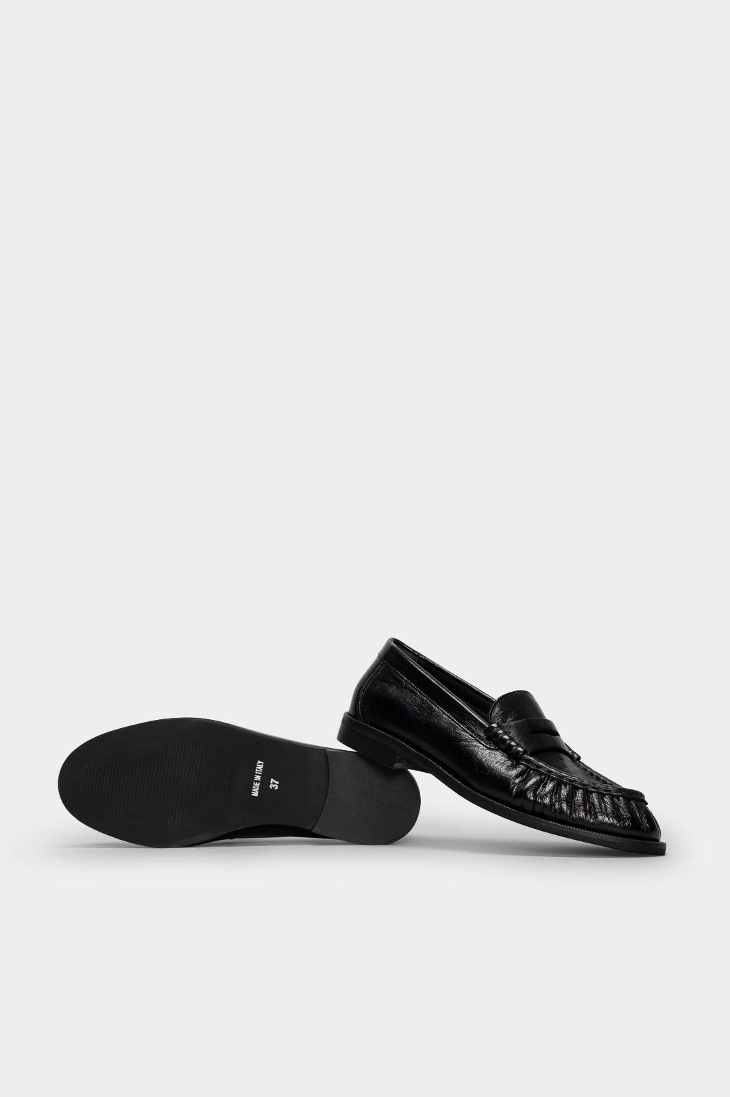Ruched Loafer Gigi | Black Nappa Leather