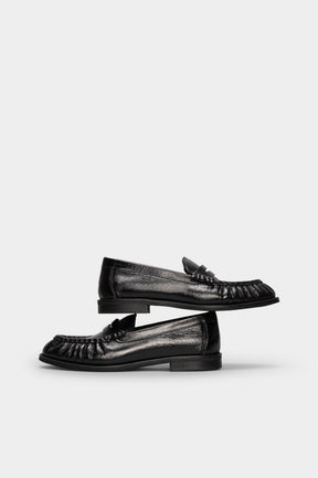 Ruched Loafer Gigi | Black Nappa Leather