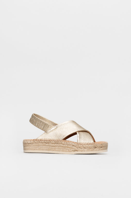 Open-Toe Espadrille Hvar | Champagne Gold Calf Leather
