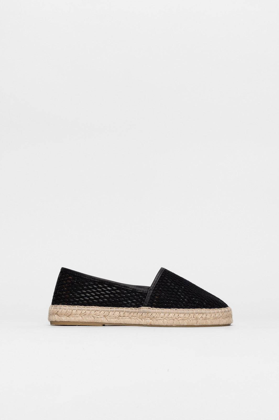 Flat Espadrille Catania | Black Woven Mesh