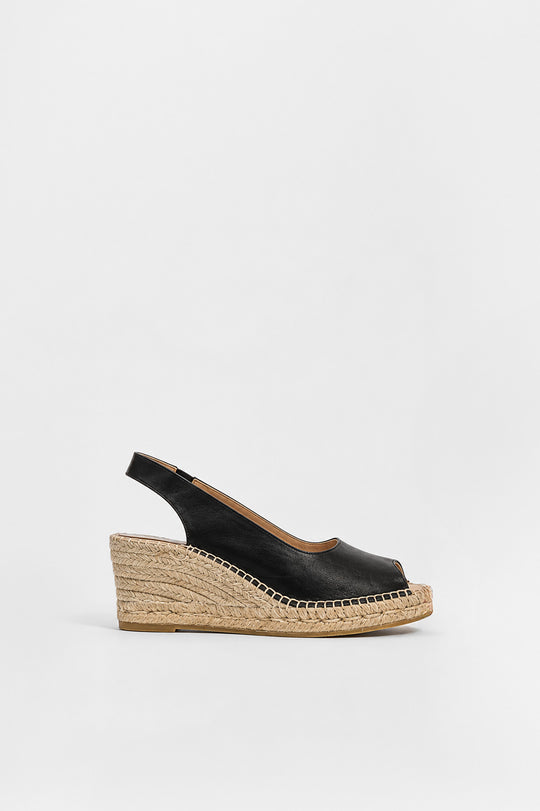 Espadrille Wedge Palamos | Black Nappa Leather