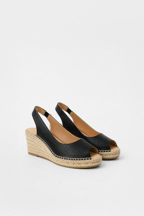 Espadrille Wedge Palamos | Black Nappa Leather