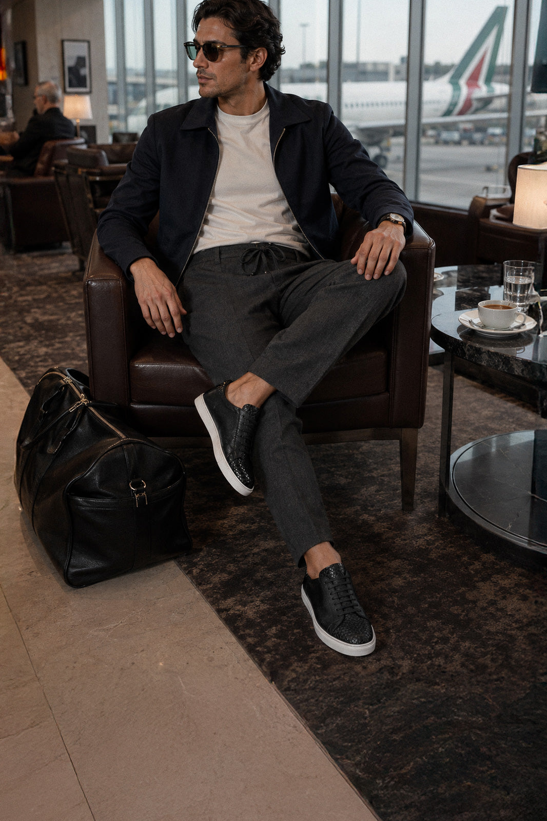 Men's Signature Braided Sneaker | Graphite Black Calf Leather