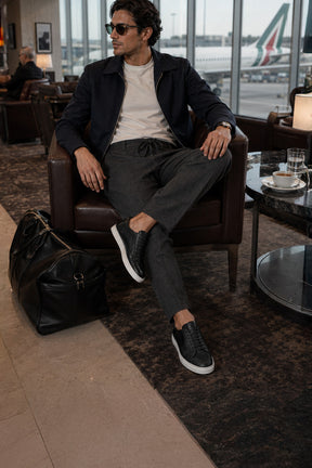 Men's Signature Braided Sneaker | Graphite Black Calf Leather